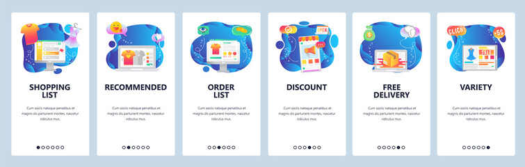Website and mobile app onboarding screens vector template