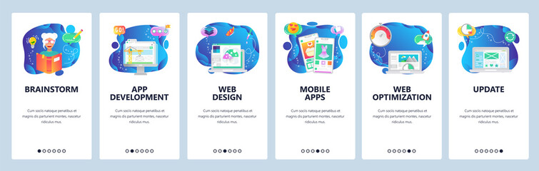 Website and mobile app onboarding screens vector template