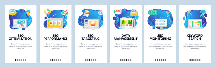 Website and mobile app onboarding screens vector template