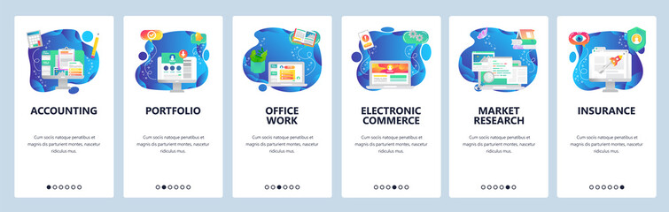 Website and mobile app onboarding screens vector template