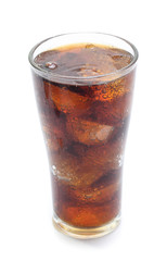 Cola in a glass isolated on white