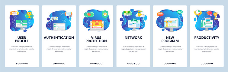Website and mobile app onboarding screens vector template