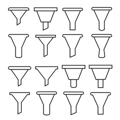 funnel and filter icons set line design