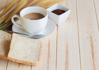 Coffee cup on the table in the morning