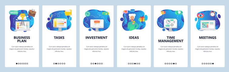 Website and mobile app onboarding screens vector template