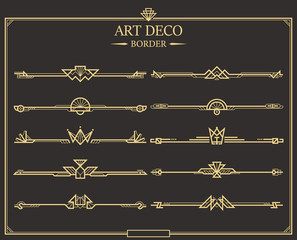 Set of Art deco gold calligraphic page dividers.