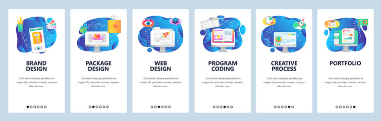 Website and mobile app onboarding screens vector template
