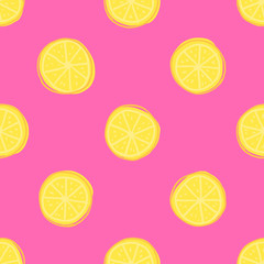 Lemon slices seamless pattern. Simple vector illustration background. For print, textile, web, home decor, fashion, surface, graphic design
