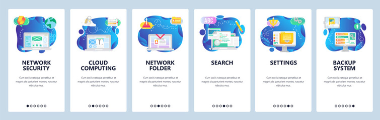 Website and mobile app onboarding screens vector template