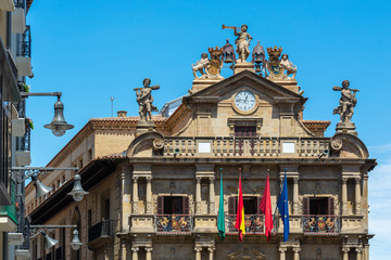 Facade of the Town Hall of Pamplona, Spain