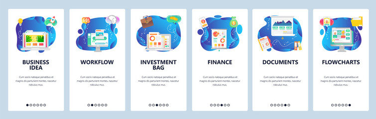 Website and mobile app onboarding screens vector template