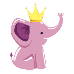 cute little elephant with crown character
