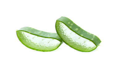 Aloe sliced, isolated on a white background