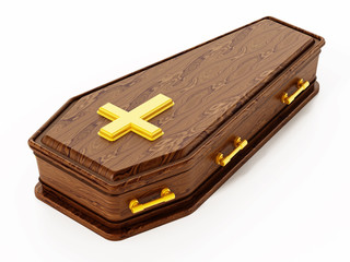 Coffin isolated on white background. 3D illustration