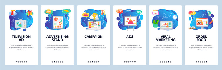 Website and mobile app onboarding screens vector template