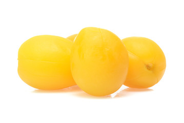 peach halves isolated on white background