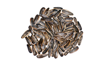 pile of sunflower seeds isolated on white background