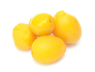 peach halves isolated on white background