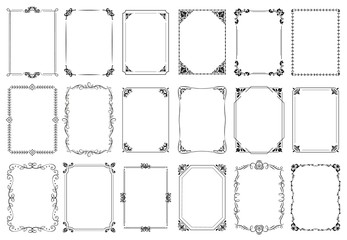 Decorative frames. Retro ornamental frame, vintage rectangle ornaments and ornate border. Decorative wedding frames, antique museum picture borders or deco devider. Isolated icons vector set - obrazy, fototapety, plakaty