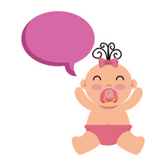 cute little baby girl with speech bubble