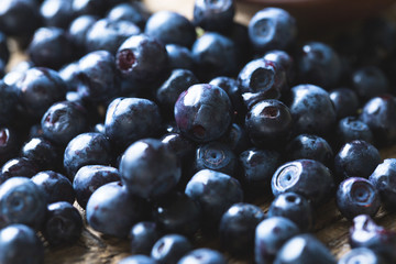 Bilberry, wild berry close-up. Blueberry