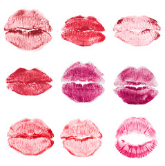 Lipstick kiss isolated on white background