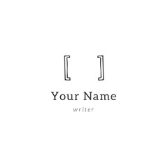 Writing, copywrite and publishing theme. Parentheses, vector hand drawn logo template.