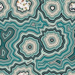 Infinite Agate Geode Seamless Repeat Vector Pattern Swatch.  Bands and crystal centers.  Abstract, natural, contours, raw, earth, stone, rock, mineral, nature, random, colorful.  Generative Art.  