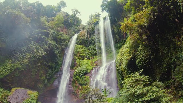 Mega waterfall in northern Bali slow motion