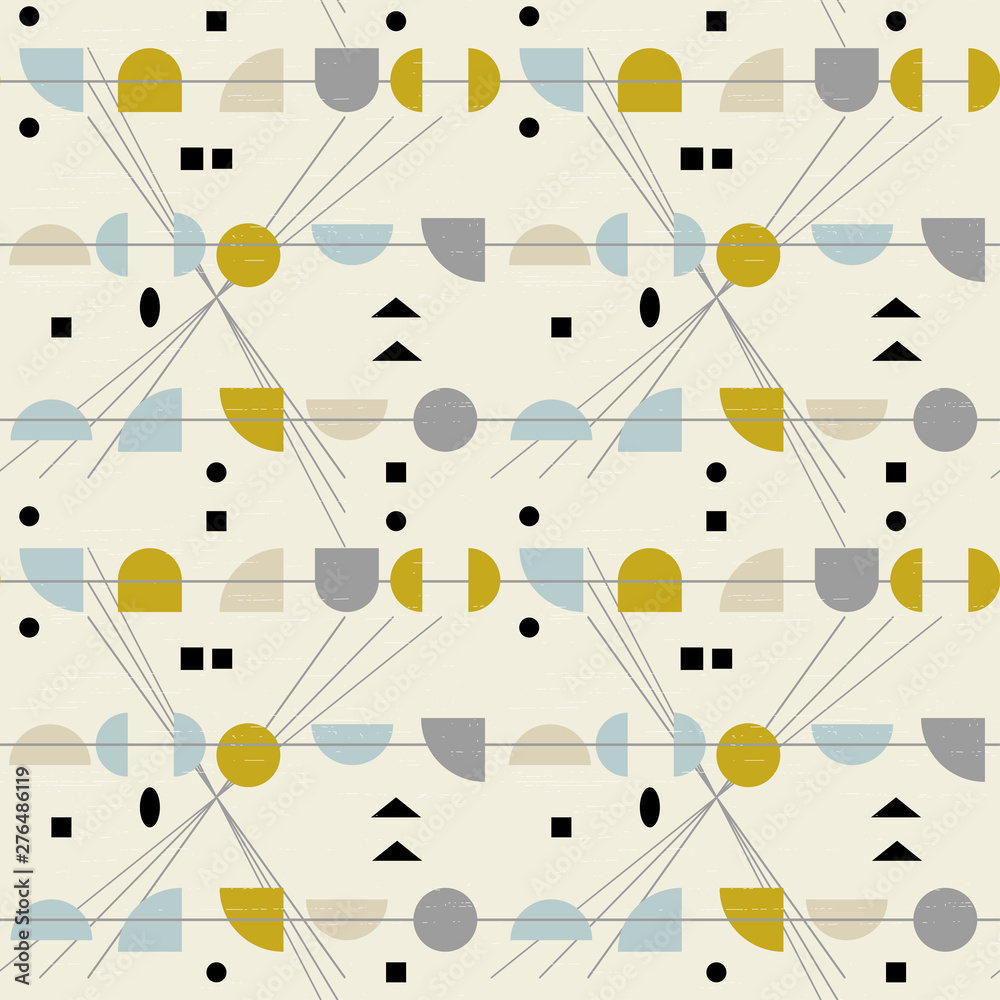 Poster abstract geometric vector seamless pattern inspired by mid-century modern fabrics.