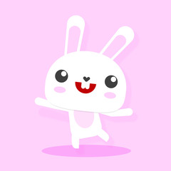 Bunny Character Design. Cute rabbit character, Easter bunny vector illustration. Cute kawaii rabbit, bunny, hare character. Children style, vector illustration. Elements for design.
