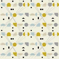 Zelfklevend behang Jaren 50 Abstract geometrisch vector naadloos patroon geïnspireerd door moderne stoffen uit het midden van de eeuw.