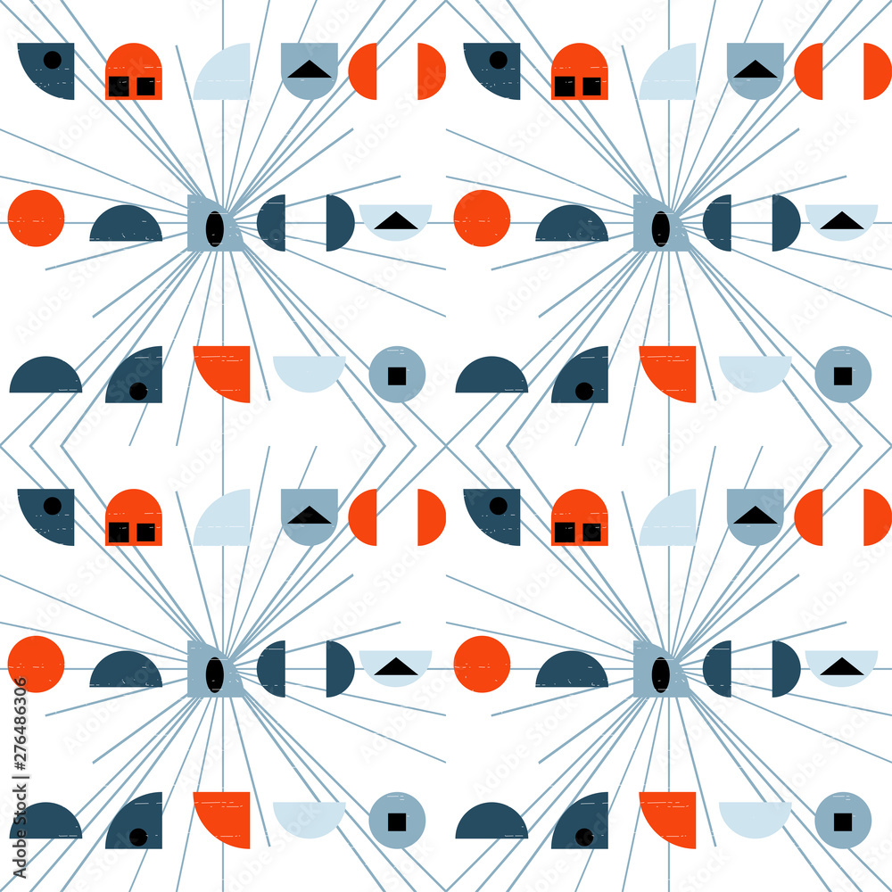 Poster abstract geometric vector seamless pattern inspired by mid-century modern fabrics.