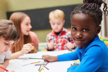 African girl in the drawing course