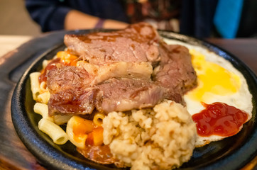 sirloin steak on plate