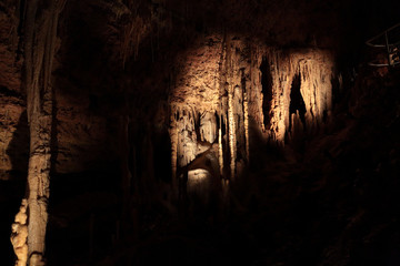 Stalactites and stalagmites inside Mammoth Cave National Park