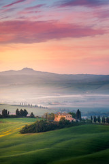 Sunrise over the hills near Pienza, Val d'Orcia, Tuscany, Italy - 276489107