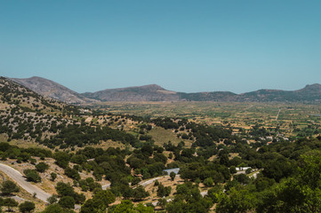 Fototapeta na wymiar View of the fertile Lassithi Plateau in Crete.