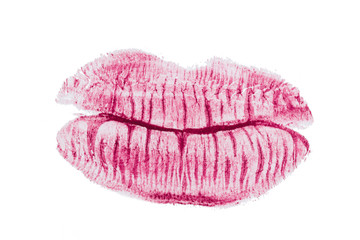 Lipstick kiss isolated on white background