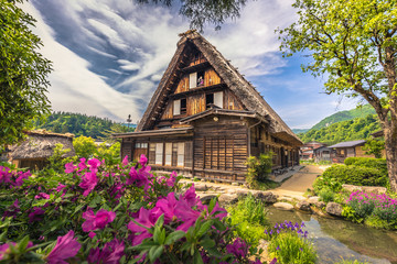 Shirakawa-go - May 27, 2019: The traditional buildings of the village of Shirakawa-go, Japan