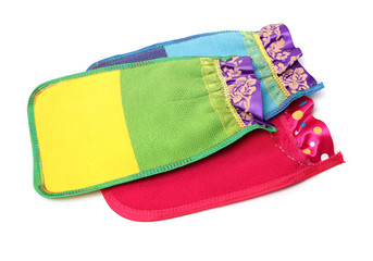 bath materials, bath towel on white background