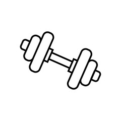 Obraz premium Dumbbells monochrome icon in line style isolated on white background, symbol of equipment for training in the gym. Simple dumbbells illustration.- vector. Gym, Workout, bodybuilding icon.