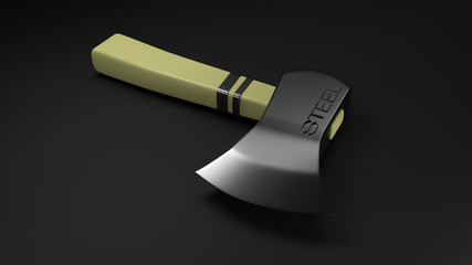 3d rendered steel axe illustration