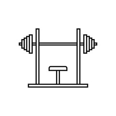 Barbell icon in line style isolated on white background. Gym, workout, fitness simple sign, symbol and logo.- vector