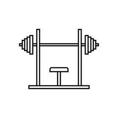 Barbell icon in line style isolated on white background. Gym, workout, fitness simple sign, symbol and logo.- vector