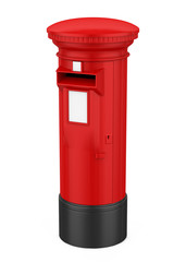 Red England Post Box Isolated