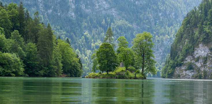 Panorama Insel Christlieger am K&ouml;nigssee in Bayern