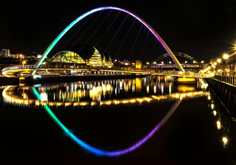 Fototapeta na wymiar Millennium Bridge Newcastle Nightscape