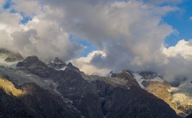 High mountains and clouds