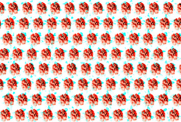  Colored pattern of stylized walnuts similar to flowers. White background. Isolated Conceptual banner with glitz effect